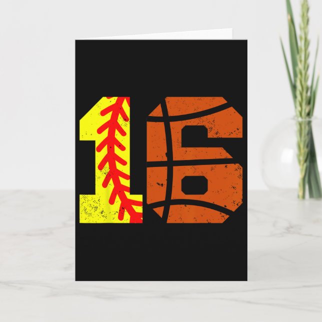 Tarjeta Camiseta número 16 Softll Sketll Cumpleaños divert (Anverso)