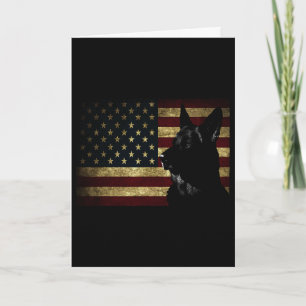 Tarjeta Camiseta Ovejero Alemán Negro Bandera Americana 4