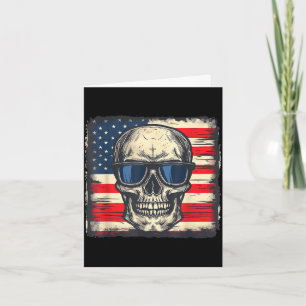 Tarjeta Camiseta patriótica de cráneo con bandera de EE. U