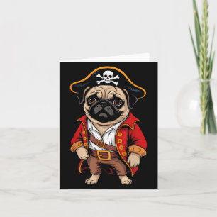 Tarjeta Camiseta pirata de perro pug niños crían café de H