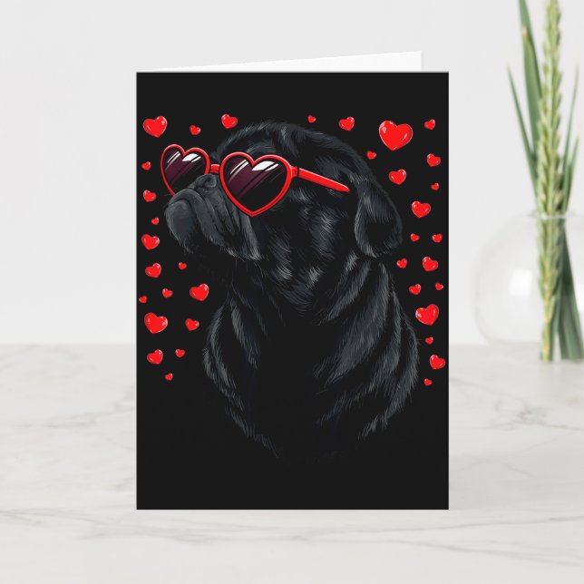 Tarjeta Camiseta Pug Amante Pug Mamá Papá San Valentín Neg (Anverso)