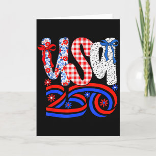 Tarjeta Camiseta Retro Americana Coquette Bow 250 Flag, 4 