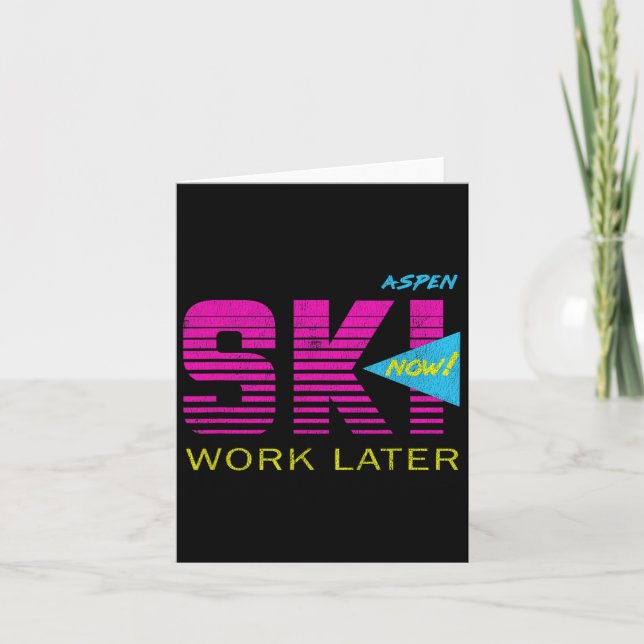 Tarjeta Camiseta Retro Aspen 80s Esquí Colorado (Anverso)