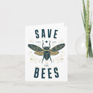 Tarjeta Camiseta Retro Save The Bees Apiary Abeja Apiculto