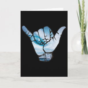 Tarjeta Camiseta Shaka Ola de Surf Hawaiano Surfista