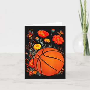 Tarjeta Camiseta Silueta Baloncesto Flores Botánico Flor