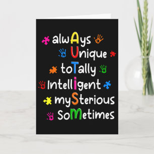 Tarjeta Camisetas de Autismo Siempre Únicas Totalmente Int