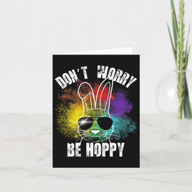 Tarjeta Camisetas de conejito Bunny Don't Worry Be Hoppy  (Anverso)