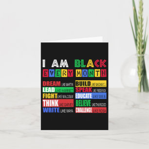 Tarjeta Camisetas De Historia Negra - Soy Negro Cada Mes B