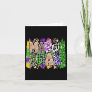 Tarjeta Camisetas De Mardi Gras Por El Patrón De Leopardo 