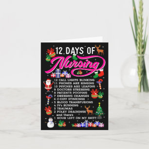 Tarjeta Camisetas de Navidad Feliz 12 Días De Enfermería P