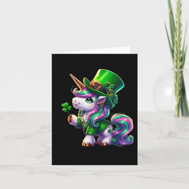 Tarjeta Camisetas Día de San Patricio Unicornio Irlandés N (Anverso)