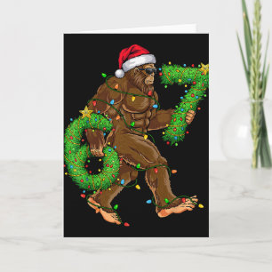 Tarjeta Camisetas divertidas de Navidad de Bigfoot Seis Si