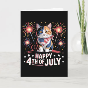 Tarjeta Camisetas divertidas del 4 de julio Gato Feliz 4 d