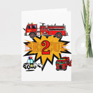 Tarjeta Camisetas y regalos de 2º cumpleaños de Fuego y Re