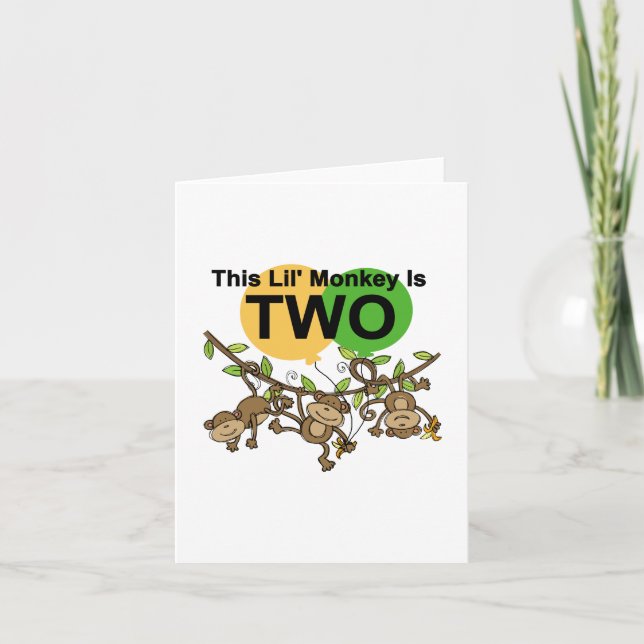 Tarjeta Camisetas y regalos de 2º cumpleaños de monos que  (Anverso)