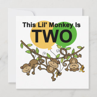Tarjeta Camisetas y regalos de 2º cumpleaños de monos que 
