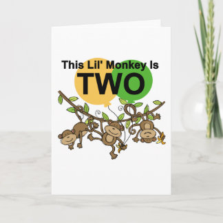 Tarjeta Camisetas y regalos de 2º cumpleaños de monos que 