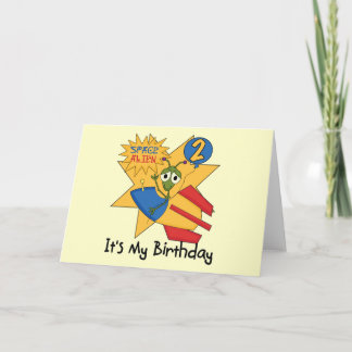 Tarjeta Camisetas y regalos de 2º cumpleaños de Space Alie