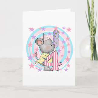 Tarjeta Camisetas y regalos de cuarto cumpleaños del ratón