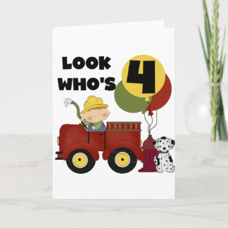 Tarjeta Camisetas y regalos de cumpleaños de Fireman 4th