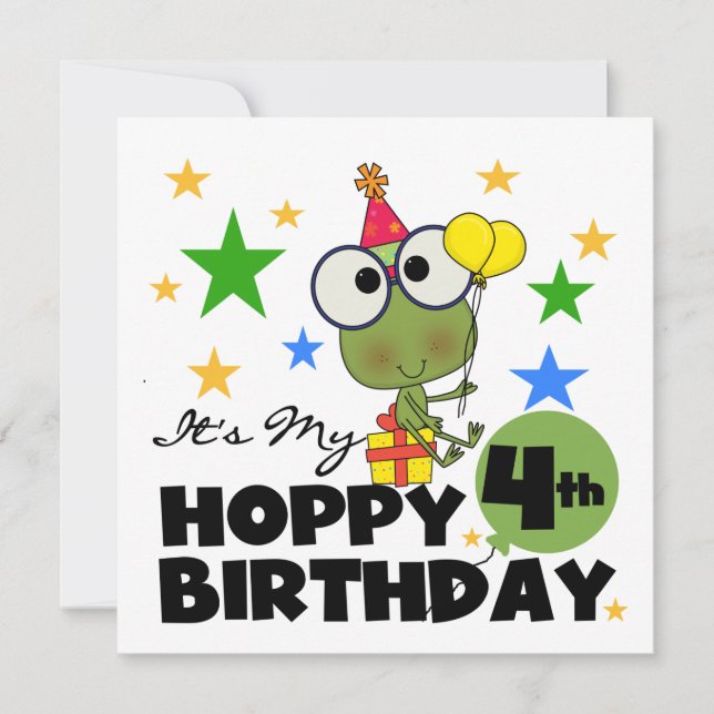 Tarjeta Camisetas y regalos de cumpleaños de Hoppy Frog (Anverso)