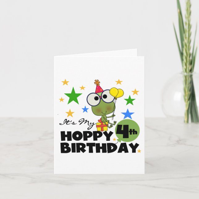 Tarjeta Camisetas y regalos de cumpleaños de Hoppy Frog (Anverso)