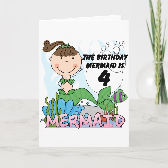 Tarjeta Camisetas y regalos de cumpleaños de Sirena (Anverso)
