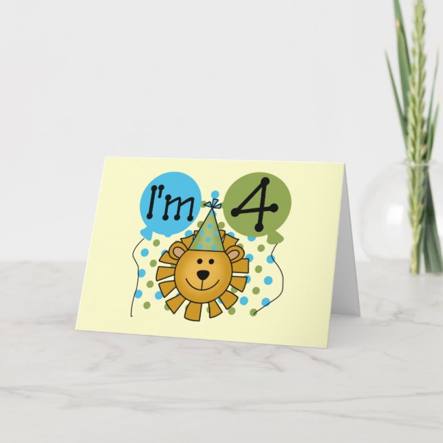 Tarjeta Camisetas y regalos de cumpleaños del león 4 (Anverso)