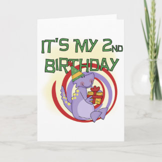 Tarjeta Camisetas y regalos de segundo cumpleaños de Dinos