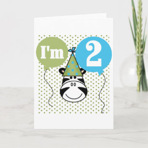 Tarjeta Camisetas y regalos de segundo cumpleaños de Zebra