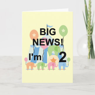 Tarjeta Camisetas y regalos del 2º cumpleaños de Big News 