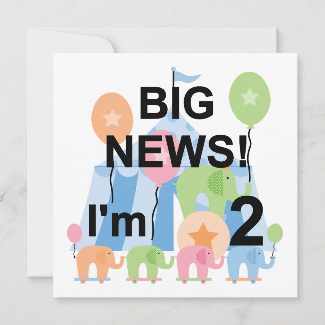Tarjeta Camisetas y regalos del 2º cumpleaños de Big News  (Anverso)