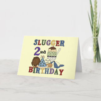 Tarjeta Camisetas y regalos del 2º cumpleaños del beisboli