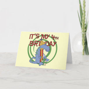Tarjeta Camisetas y regalos del cuarto cumpleaños de Dinos