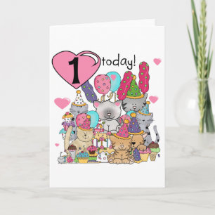 Tarjeta Camisetas y regalos del cumpleaños de los gatitos