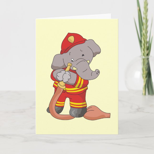 Tarjeta Camisetas y regalos del elefante del bombero (Anverso)