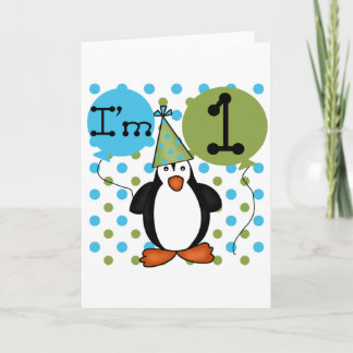 Tarjeta Camisetas y regalos del primer cumpleaños de Pingü