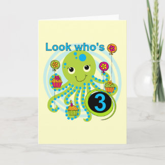 Tarjeta Camisetas y regalos Octopus 3º cumpleaños