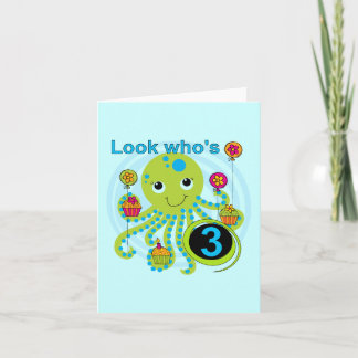 Tarjeta Camisetas y regalos Octopus 3º cumpleaños