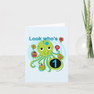 Tarjeta Camisetas y regalos Octopus de primer cumpleaños