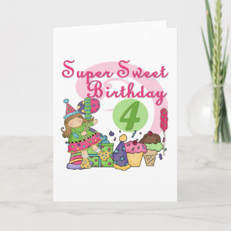 Tarjeta Camisetas y regalos para el cuarto cumpleaños