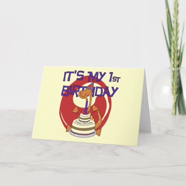 Tarjeta Camisetas y regalos para el primer cumpleaños de D (Anverso)