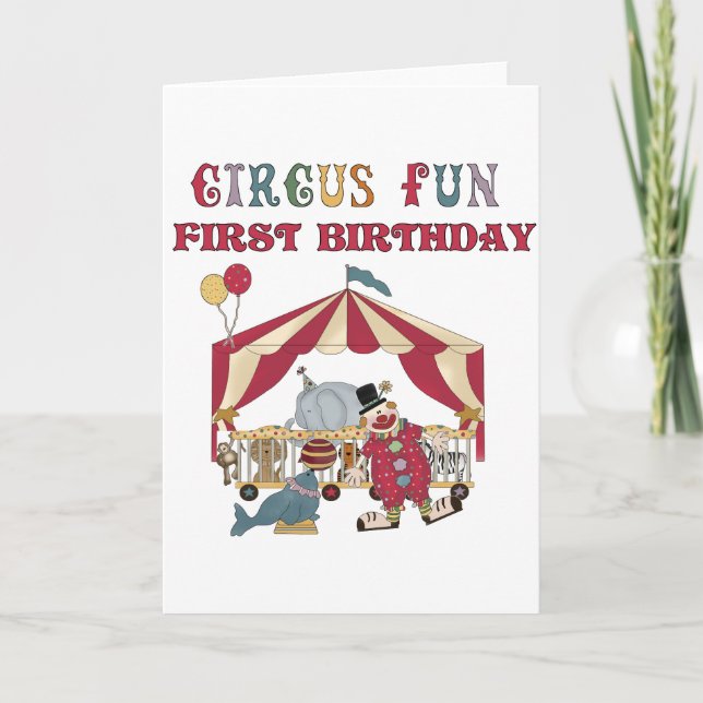 Tarjeta Camisetas y regalos para el primer cumpleaños del  (Anverso)