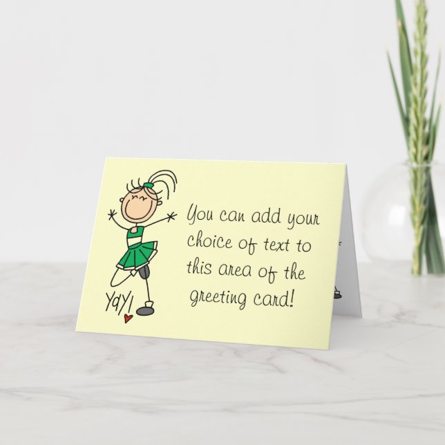 Tarjeta Camisetas y regalos verdes animadores (Anverso)