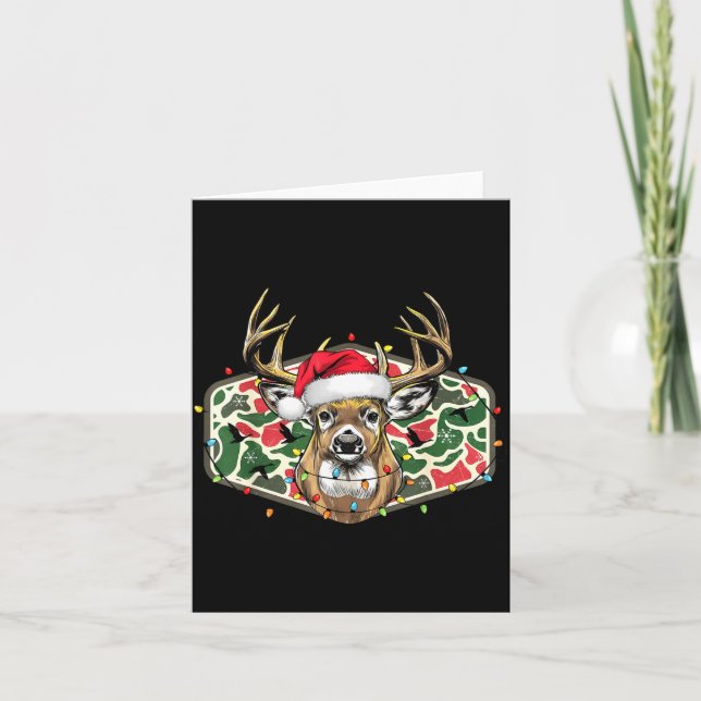 Tarjeta Camo Christmas Santa Deer Hunting Season Holiday O (Anverso)