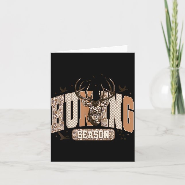 Tarjeta Camo Deer Hunting Season Wildlife Buck Antlers Hun (Anverso)