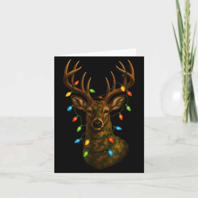 Tarjeta Camo Hunting Reindeer Deer Christmas Holiday Xmas  (Anverso)