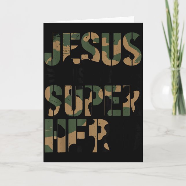 Tarjeta Camo Jesus Is My Superhero Toddler Boys Camouflage (Anverso)