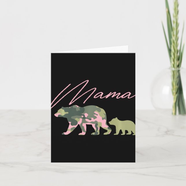 Tarjeta Camo Mama Bear Shirt, Mama Bear And Cub, Mom Of 1, (Anverso)